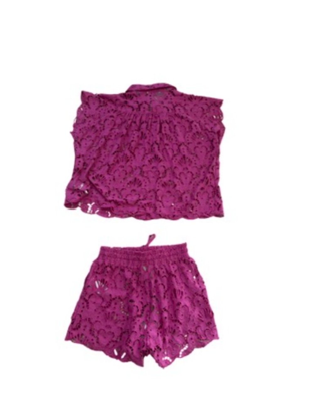 Farm Rio pink seashell eyelet short top set size M - Picture 3 of 6